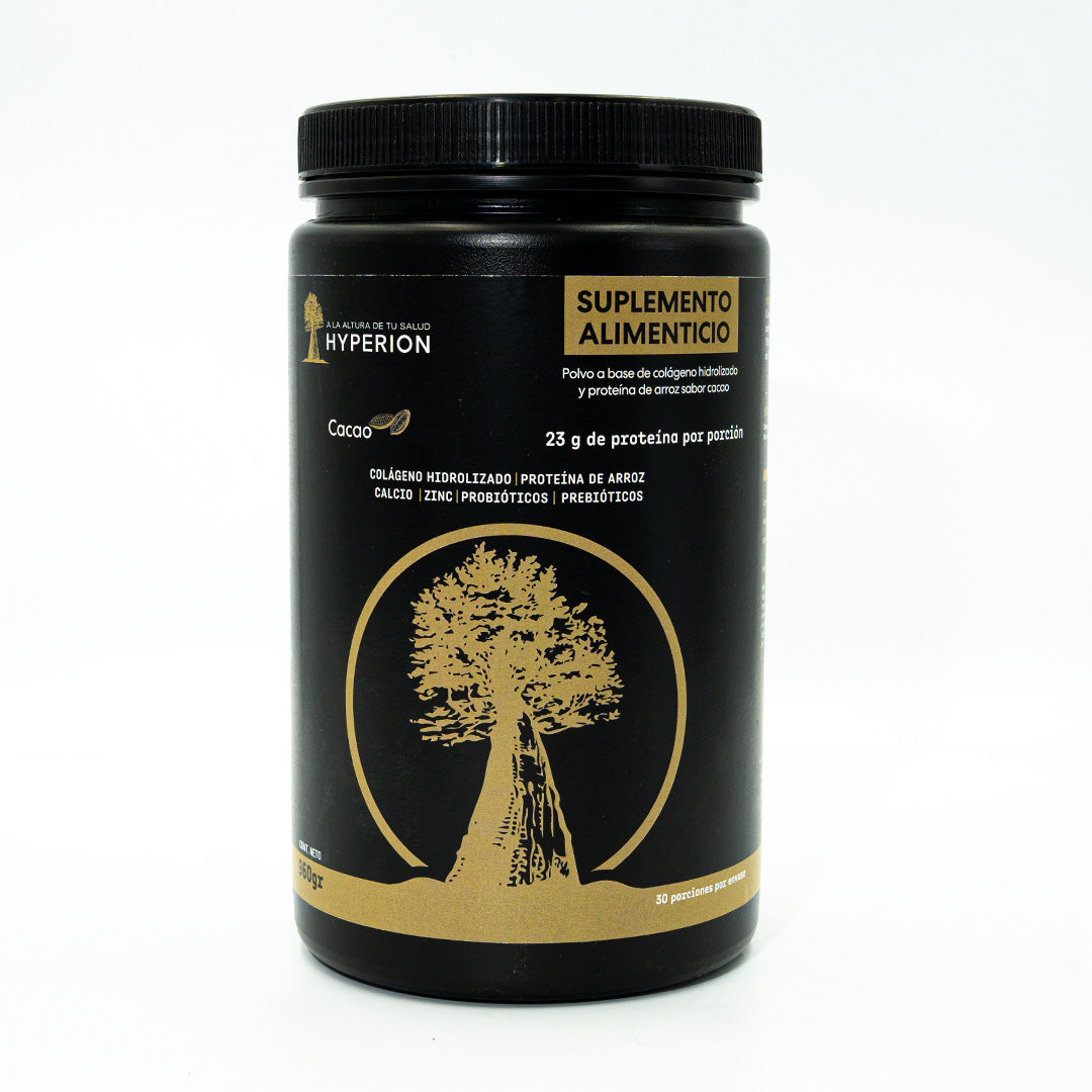 Tarro HYPERION Nutrición sabor cacao 960 g, proteína y colágeno hidrolizado